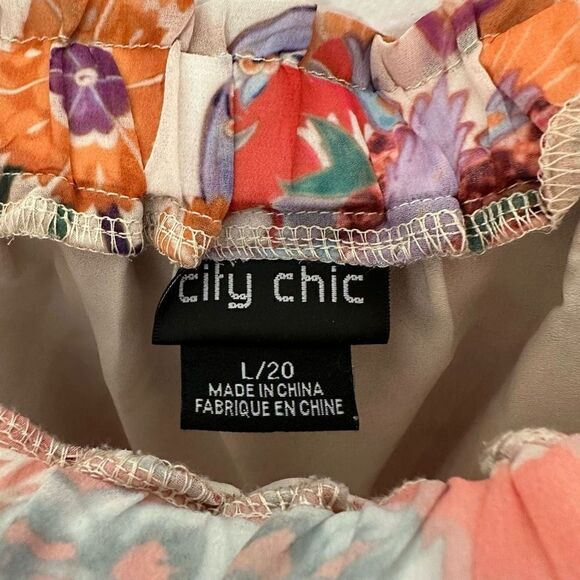 City Chic Adisa Off Shoulder Mixed Media Multi Color Print Shark Bite Hem Dress - Picture 6 of 10
